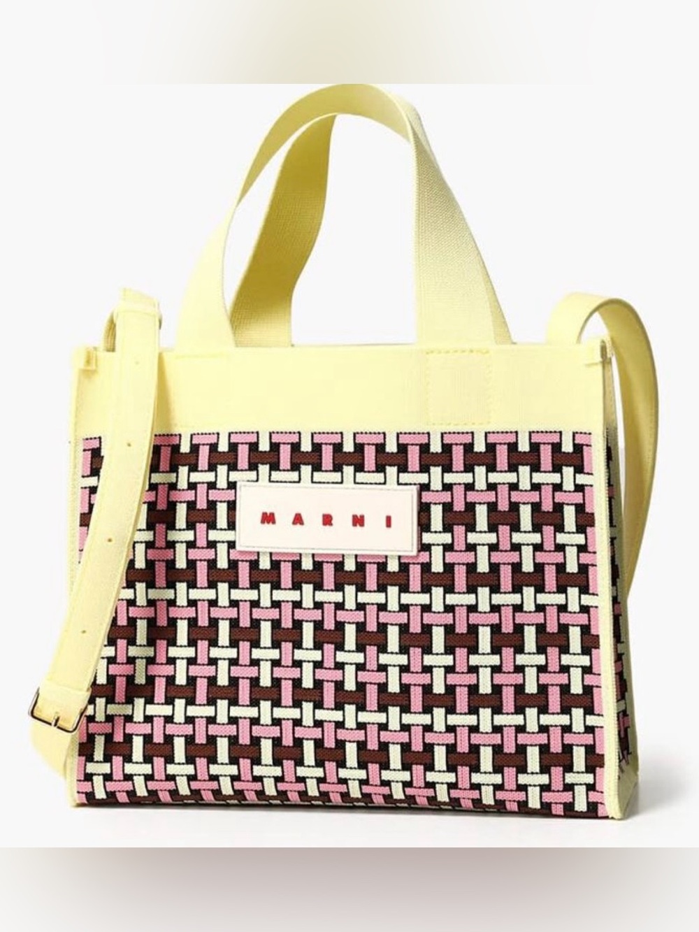 Marni Tote - Woven Pink & Yellow
